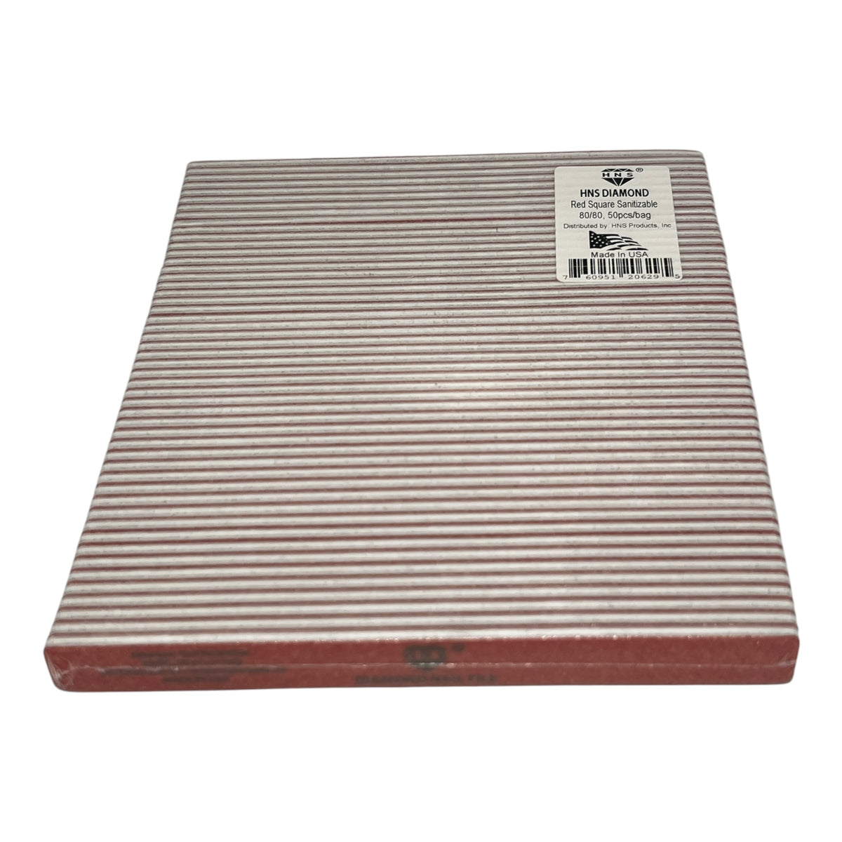 HNS DIAMOND NAIL FILES RED SQUARE SANITIZABLE 80/80 IN BAG 50PCS